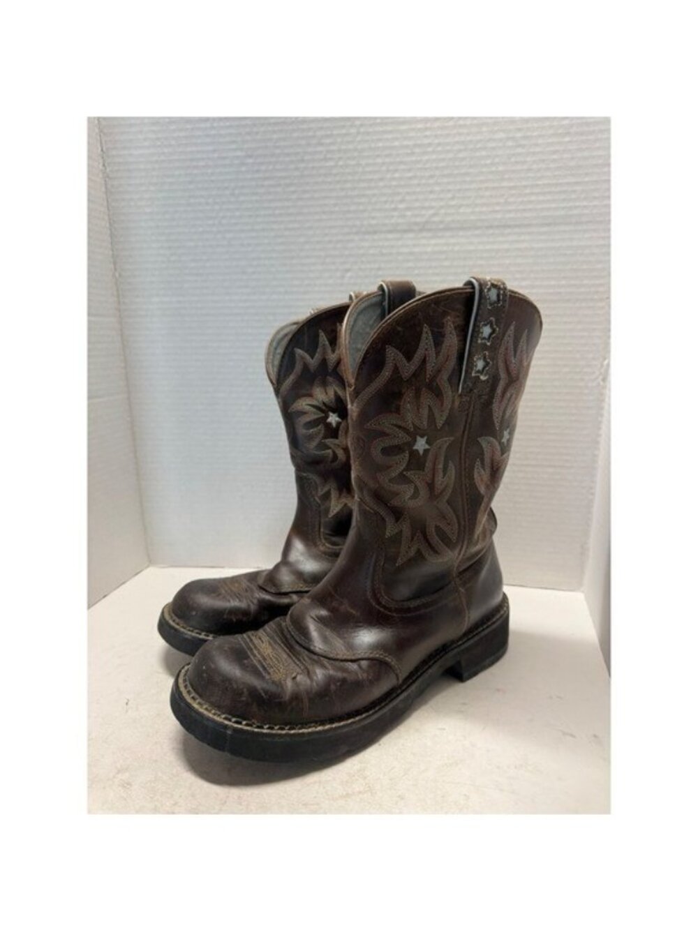 Ariat Probaby Brown Leather Western Cowboy Boots Star Women 9 B 10001132